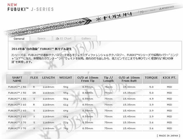 三菱レイヨン FUBUKI J SERIES カーボン フブキ J シリーズ J50/J60 ...