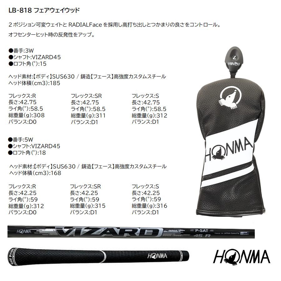 ホンマ HONMA LB-818 5W 18° R