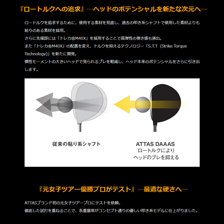 ATTAS DAAASドライバーシャフト 4x（テーラーメイドスリーブ）