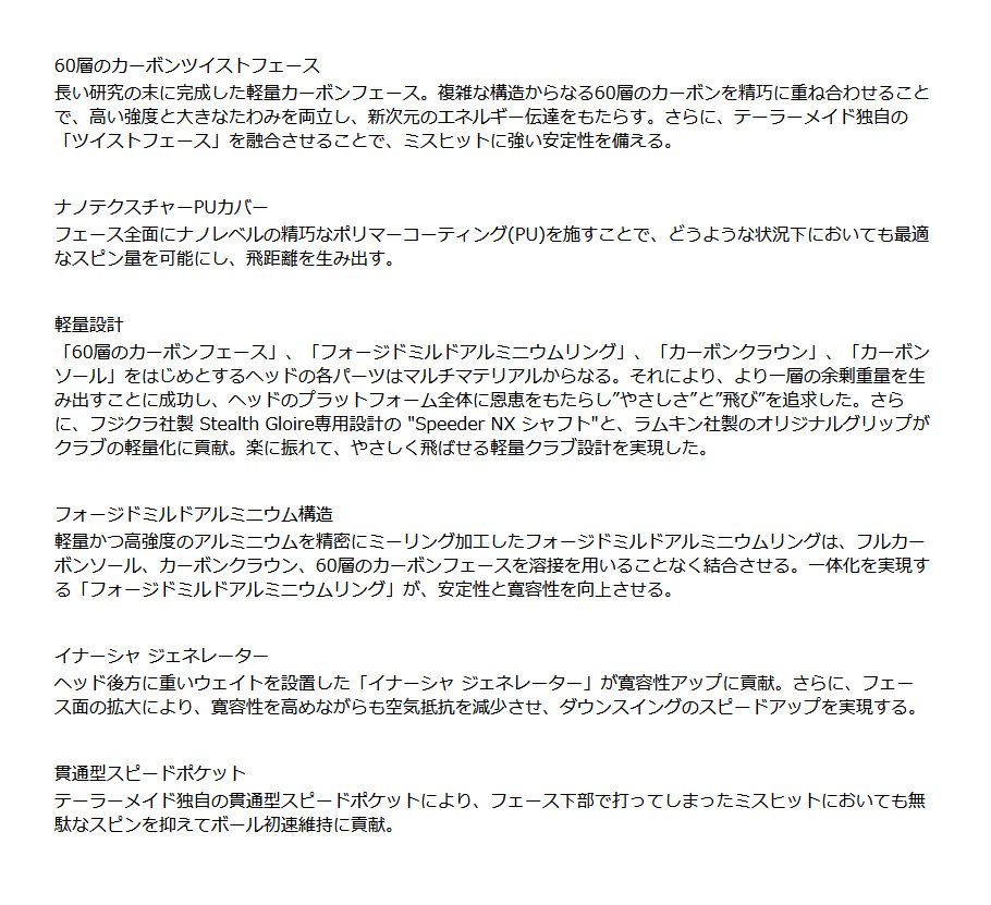 日本仕様 テーラーメイド セレクトストア限定 STEALTH GLOIRE+ 日本仕様 テーラーメイド セレクトストア限定 STEALTH GLOIRE+