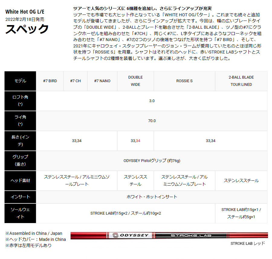 オデッセイ　ホワイトホットOG 　7BIRD☆人気のパター♪（＾ω＾）