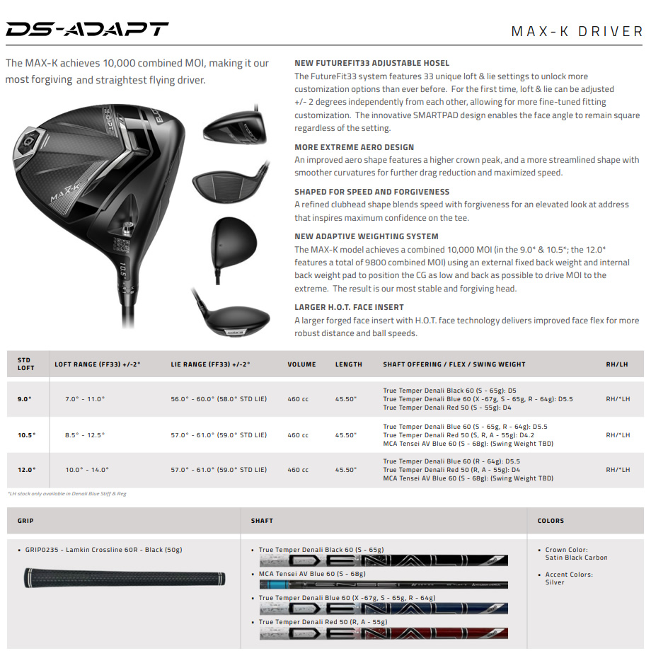 US仕様 コブラ DS-ADAPT MAX-K DSアダプト マックスK ドライバー