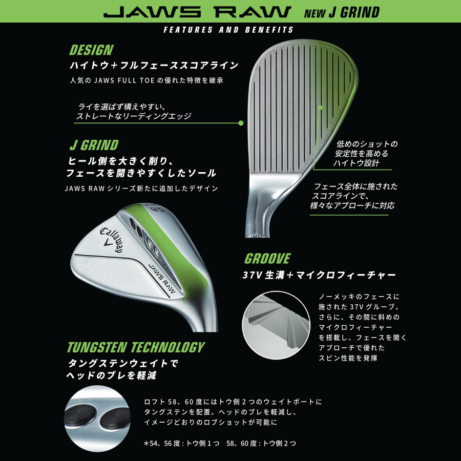 日本仕様 キャロウェイ JAWS RAW クロム (Jグラインド) ウェッジ