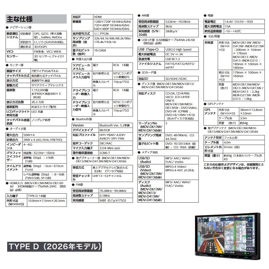 ケンウッド 彩速ナビ MDR-D213 カーナビ 7V型 180mmモデル | ゴルフ