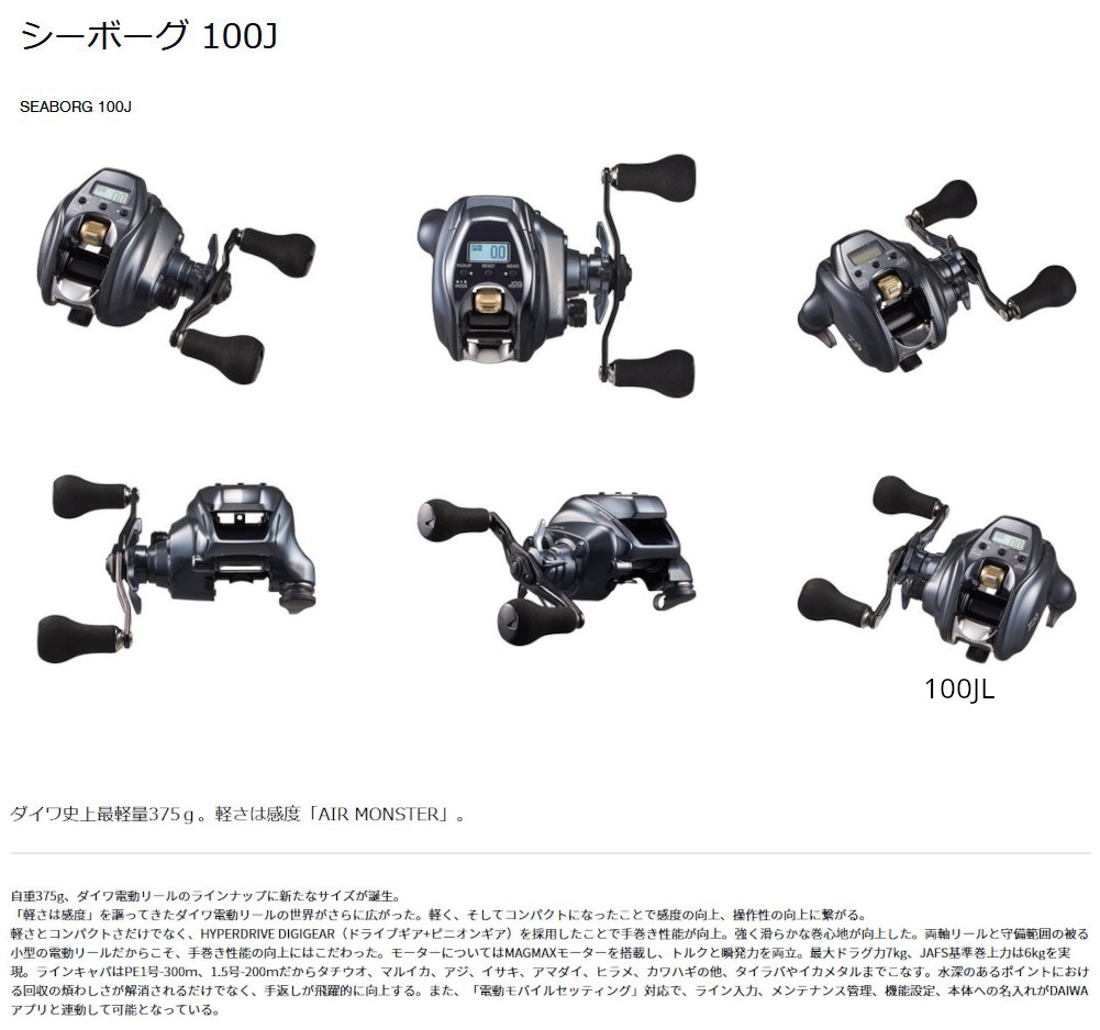 ダイワ 24 SEABORG シーボーグ 100J 釣り具 右ハンドル 電動